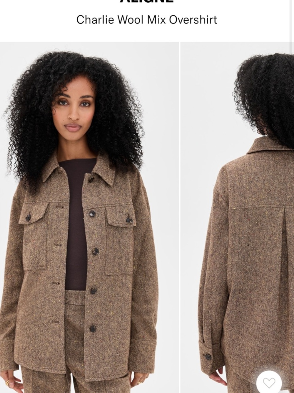 ALIGNE Brown Wool Mix Button-Up Overshirt